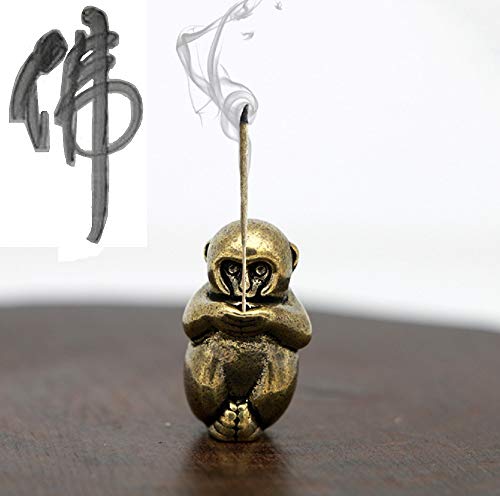 Estatua pequeña de mono en meditación de latón miniatura 2