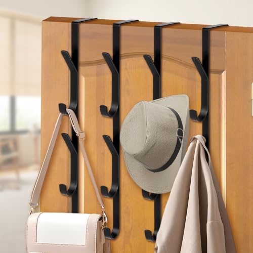 Miniatura 8 de Flintronic Ganchos Para Colgar Sobre La Puerta, 4 Piezas X 5 Ganchos Colgador Vertical Sobre La Puerta, Perchero Para Puerta Sin Taladrar, Para Dormitorio, Baño, Cocina, Armario, Negro