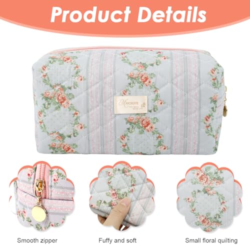 Image of MAYCREATE Makeup Pouch Bag Travel Cosmetic Bag for Women Girls, Floral Prints Make Up Toiletry Pouch for Women, Zipper Portable Travel Cloth Storage Organizer
