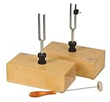 Eisco Labs Pair of Steel Tuning Forks (440Hz) in Wood Bases, One Adjustable