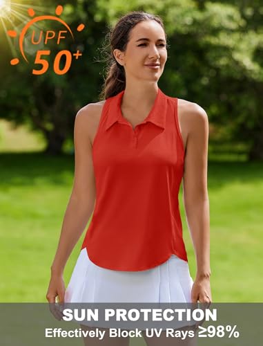 Image of PINSPARK Women's Golf Shirt Racerback UPF 50+ Tennis Tank Top with Collar