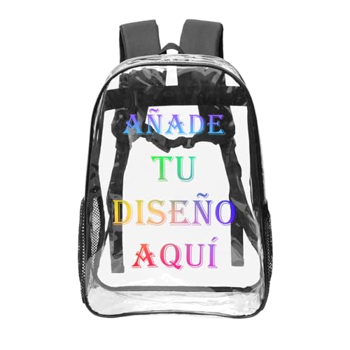 MOSGDBV Mochila Transparente Personalizada Para Hombres Y Mujeres – Agrega Tu Texto/Imagen/Foto Logo – Bolso Mochila Personalizado Para Estudiantes, Viajes Para Chicos Y Chicas