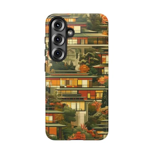 Coque brillante Samsung S25 paysage d'automne orange
