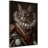 ZQQART Leinwanddrucke mit aristokratischen Tieren Lady Orange Cat in Dress Portrait Geschenk für Katzenliebhaber Gothic Tiger Poster Kuh Renaissance Bild Dekoration (Weiß,30x45cm)