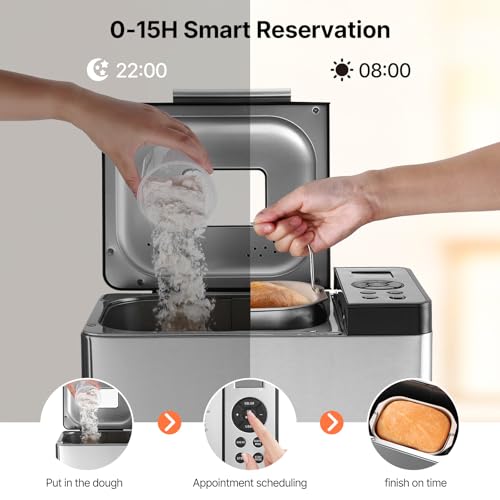 Image of VEVOR Bread Maker, 19-in-1 2LB Dough Machine, Nonstick Ceramic Pan Automatic Breadmaker with Gluten Free Setting, Whole Wheat Bread Making, Digital, Programmable, 3 Loaf Sizes, 3 Crust Colors