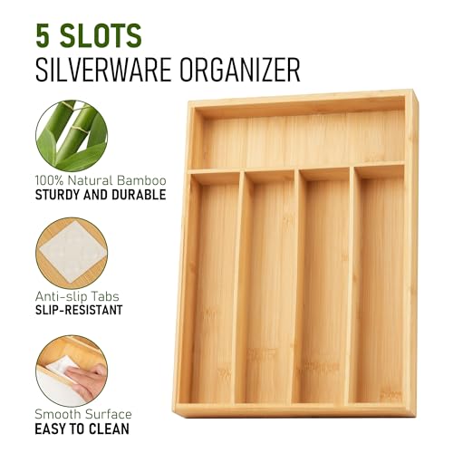 Organizador de cajones de cubiertos de bambú LotFancy: mantén tu cocina ordenada y funcional 4