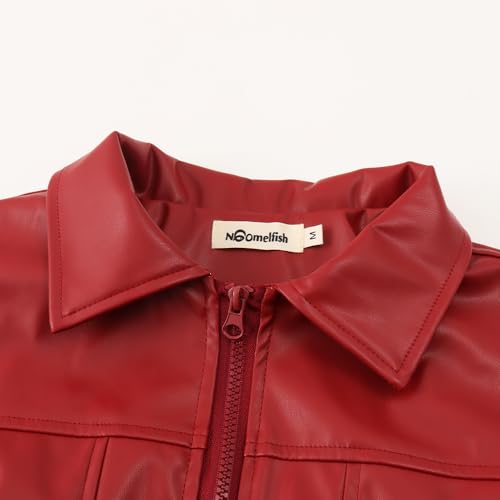 Noomelfish Girls Faux Leather Jackets Kids Motorcycle Bomber Coats Fall Outfits Winter Clothes(5-14 Years)4
