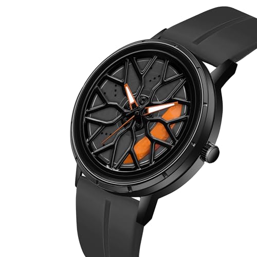 Image of Shocknshop RevolveX Rotating Hollow Wheel Hub Creative Fashion Analog Silicone Magnetic Strap Wrist Watch for Men Boys -WCH368