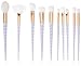Elephant Xu10Pcs Unicorn Design Handle Shape Makeup Brushes Tools Set White Hair Synthetic Foundation Brush Eyeshadow Blusher with Diamond Bag