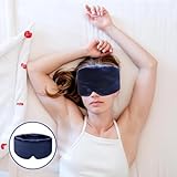 Sleep Mask, VEGCOO Silk Sleeping Mask 100% Blackout Eye Mask for Sleeping Soft & Comfortable Sleep Eye Mask with Earplugs & Storage Bag, Adjustable Blindfold for Women Men All Night Sleep (Navy) - Image 4