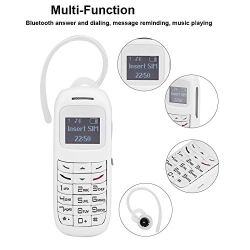 Ashata Mini Small Mobile Cell Phone, Mini Mobile Cell Phone Mini Mobile Phone Bluetooth Dialer With Headset Cellphone Earphone Ear Hook Support Sim, Mp3, Long Standby Time(White) #TOP3