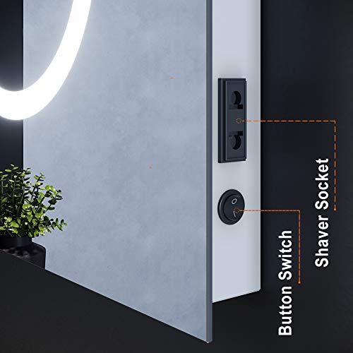 ELEGANT 500 x 700 mm Illuminated LED Bathroom Mirror with Shaver Socket and Button Switch