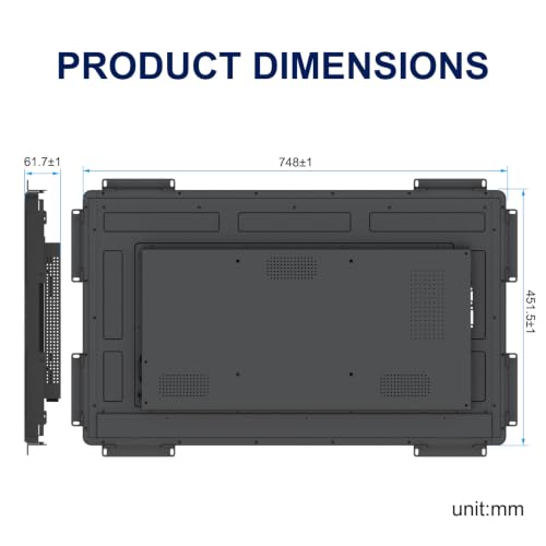 Image of FHD Industrial Touch Display, 32 Inch Open Frame Capacitive Touch Monitor, Commercial Touch Screen Display with HD-MI VGA Ports, Large Open Frame Design Touch Screen