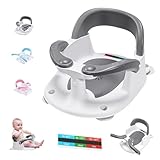 babove Baby Bath seat for Babies 6 Months & up with Thermometer Sticker, one-Touch Button for Easy armrest Opening, Baby sit up Bath Chair (Gray)