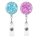 2 Pack Retractable Badge Holder, Lightweight Plastic ID Badge Reel with Alligator Clip for Name Card