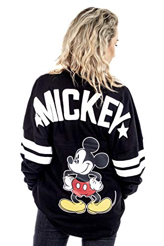 Disney Jersey Women's Mickey Mouse Long Sleeve Crew Neck (Black, X-Large)