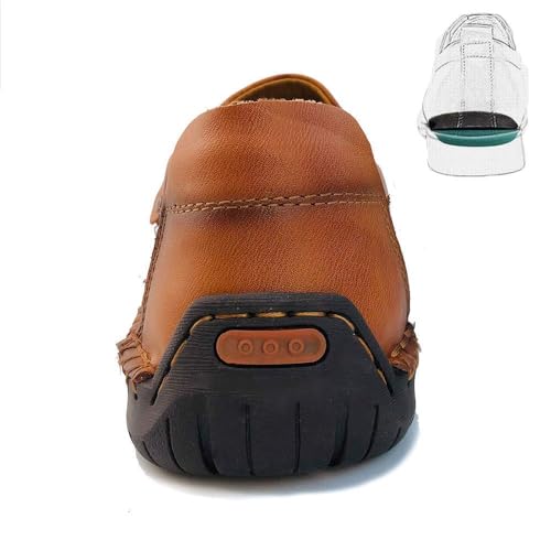 Mens Driving Leather Casual Slip-on Sneaker Handmade Stitched Flats Penny Loafers Lightweight Shoes4