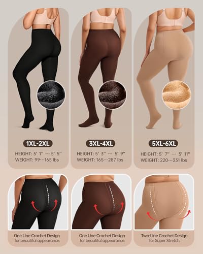 OEAK Womens Fleece Lined Tights Leggings Plus Size Thermal Warm Thick Opaque Tights Tummy Control High Waisted Pantyhose4