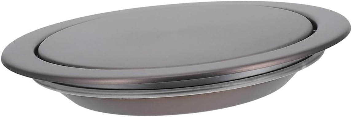 Toyvian Stainless Steel Recessed Trash Bin Lid Gunmetal Gray Home Bathroom Countertop Garbage Can Flap Cover