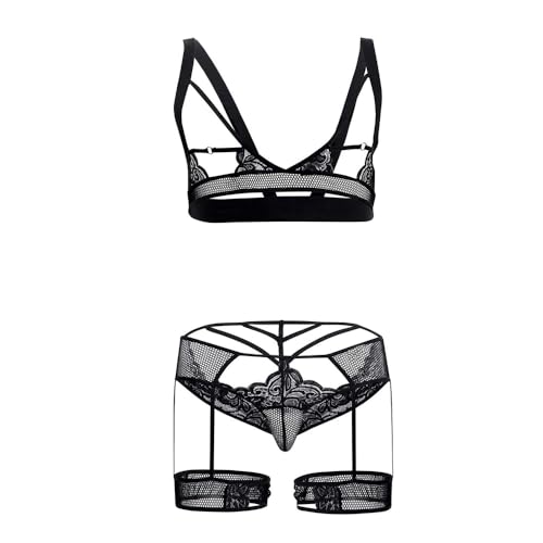 Image of MYZA Men's Power Net Garter Lingerie Set /Bra Panty Set