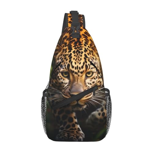 Sac de poitrine randonnée et voyage léger avec motif léopard noir
