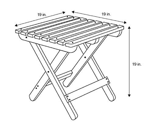 Shine Company 4109N Adirondack Square Wooden Indoor/Outdoor Patio Folding Side Table, Natural #TOP2