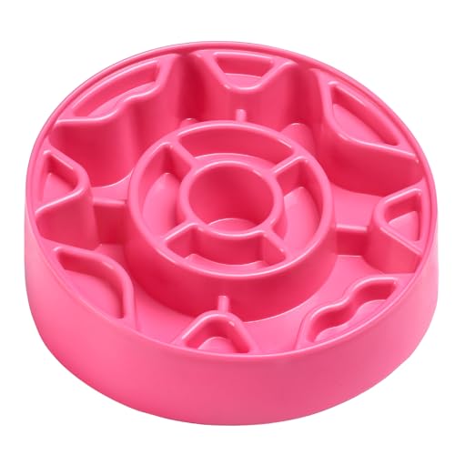 Yacee Tilted Slow Feeder Dog Bowl for Flat Face Breeds, Retro Style Non-Skid Food Bowl for Flat Face Breeds for Dogs & Cats Large, Small (Pink)