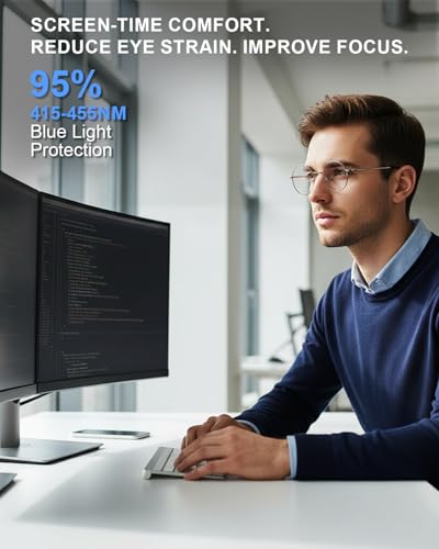 Image of Brigtlaiff Round Blue Light Blocking Glasses for Men Women, Computer Gaming TV Glasses Anti Eyestrain with Metal Frame