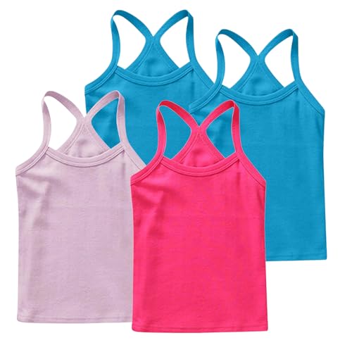 4-Pack Girls Tank Tops Racerback Camisole Undershirts Spaghetti Strap Basic Camis Dance Clothes for 1-13 Years
