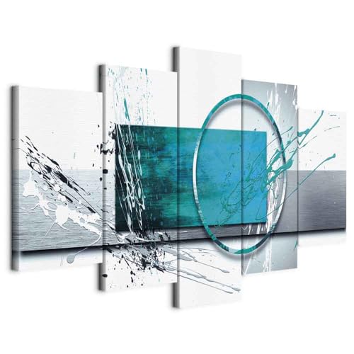 Cuadros B&D XXL - Cuadro en Lienzo Abstracto Moderno 200x100 cm 5 piezas - Impresión en material tejido no tejido cuadros decoracion salon modernos lienzos - geométrico a-A-0012-b-p