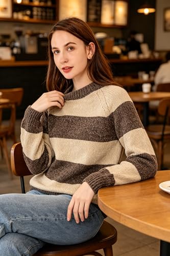 Image of Simple&Opulence Women's Chenille Sweater Crewneck Long Sleeve Pullover Ribbed Cuff Hem Round Neck Jumper Tops