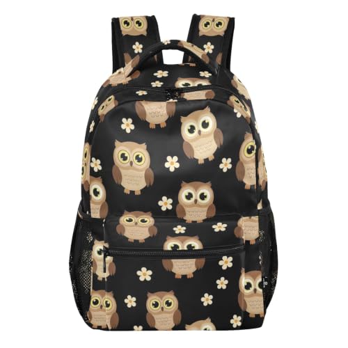 Sac à dos pour filles et garçons motif hiboux noirs en taille S pour l'école