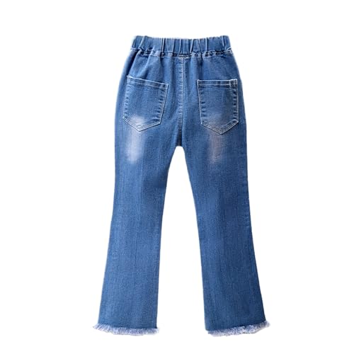 NNJXD Girl Jeans Ripped Casual Denim Elastic Wasit Pants for Kids Clothes with Pokcet2