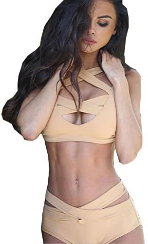 Fashion Women's Swimwear Braces Cross Chest Two Piece Bikini Beachwear