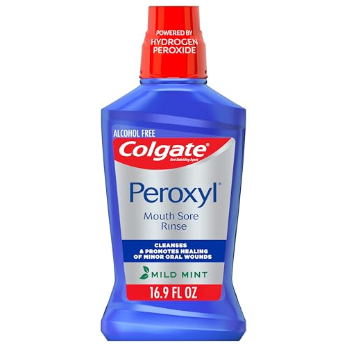 Colgate Peroxyl Antiseptic Mouth Sore Rinse, Alcohol Free, Mint, 16.9 fl oz 16.9 Fl Oz (Pack of 1) Antiseptic image 1