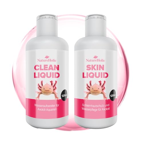 NatureHolic Axolotl Wasserpflege-Set | Wasseraufbereiter & Schleimhautschutz für Axolotl | Schadstoffentfernung, Wundheilung & Keimreduktion | Für klares & gesundes Lotl-Aquarium