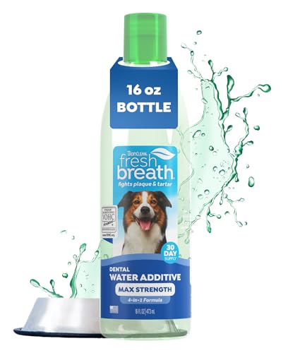TropiClean Fresh Breath Max Strenth Dog Teeth Cleaning Water Additive, 16oz