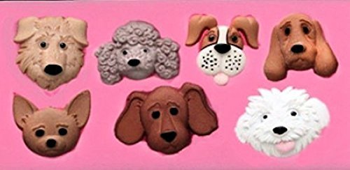 Dog Puppy Faces 7 Cavity Silicone Mold for Fondant, Gum Paste, Chocolate , Crafts