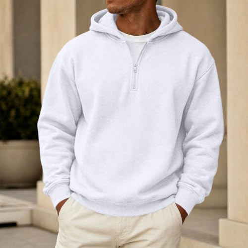 Zip Up Hoodies for Men Big and Tall Fleece 1/4 Zip Classic Fuzzy Hoodie - image 2