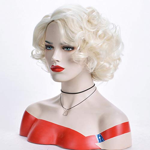 Beron Blonde Wig Women 1920S Blonde Wig Short Curly Blonde Wig Wavy Platinum Wig For Women Cosplay Costume Party Come With Wig Cap (Platinum Blonde) #TOP2