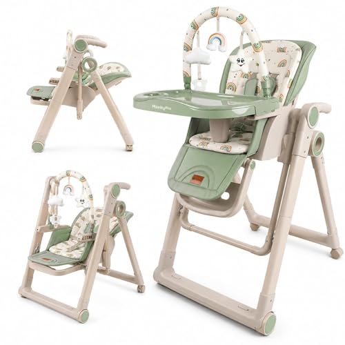 Twinly Movity Plus Trona Evolutiva Bebé 2 en 1 con Hamaca Balancín, Verde