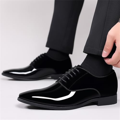 Men High Gloss Oxfords Shoes Pointed-Toe Lace-up Patent Leather Wedding Shoes Suit Business Formal Tuxedo Dress Shoes4