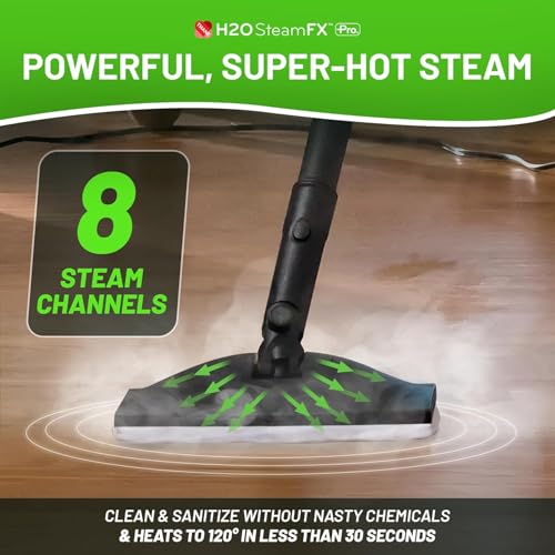 Image of H2O Steam FX Pro Handheld Steam Cleaner | 5-in-1 Spot Cleaner & Floor Mop | Includes Extension Bars, Window & Garment Tools | Grout, Glass & Sealed Floors