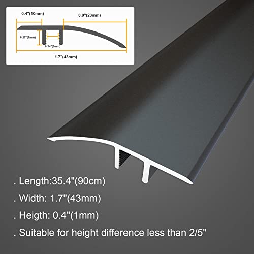Aluminum Floor Transition Threshold Strip, Door/Carpet/Tile/Threshold Reducer, Doorway Edge Trim For Laminate Floor Mat Carpet And Vinyl Tile (Black, 90Cm) #TOP1