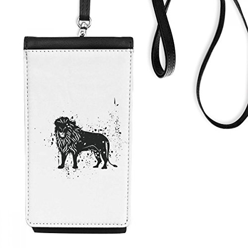 Sac à main téléphone Mexique Lion en faux cuir noir pour smartphone avec porte-monnaie suspendu