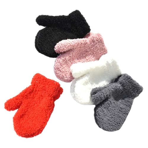 LUOZZY 10pairs Kids Winter Warm Knitted Gloves for Children Full Finger Cold Weather Outdoor Activities Black White Red Gray Pink4