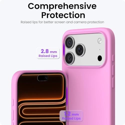 Image of ORNARTO Compatible with iPhone 17 Pro Max Case 6.9 inch, Slim Liquid Silicone 3 Layers Soft Gel Rubber Shockproof Protective Cover with Anti-Scratch Microfiber Lining-Cherry Blossom