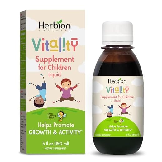 Herbion Naturals Vitality Supplement Syrup for Children, Promotes Growth and Appetite, Relieves Fatigue, Improves Mental and Physical Performance, Boosts Energy, 5 FL Oz - For Kids of 1 Year and Above