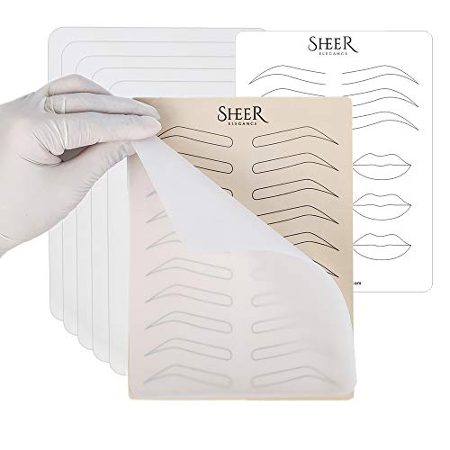 Microblading Permanent Makeup Supplies 5 Clear Practice Latex Skin For Eyebrow, Lips, Eyeliner Tattoos: Transparent Silicone Skins To Practice, Fake Skin Sheets (5 Sheets with 1 Laminated Template)