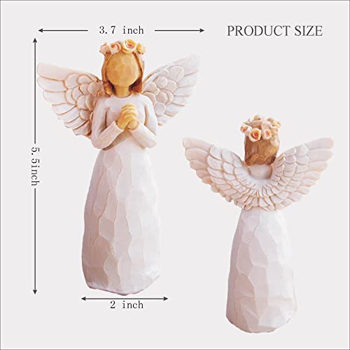 Figura Ángel Orando Decorativa de Resina Blanca miniatura 5